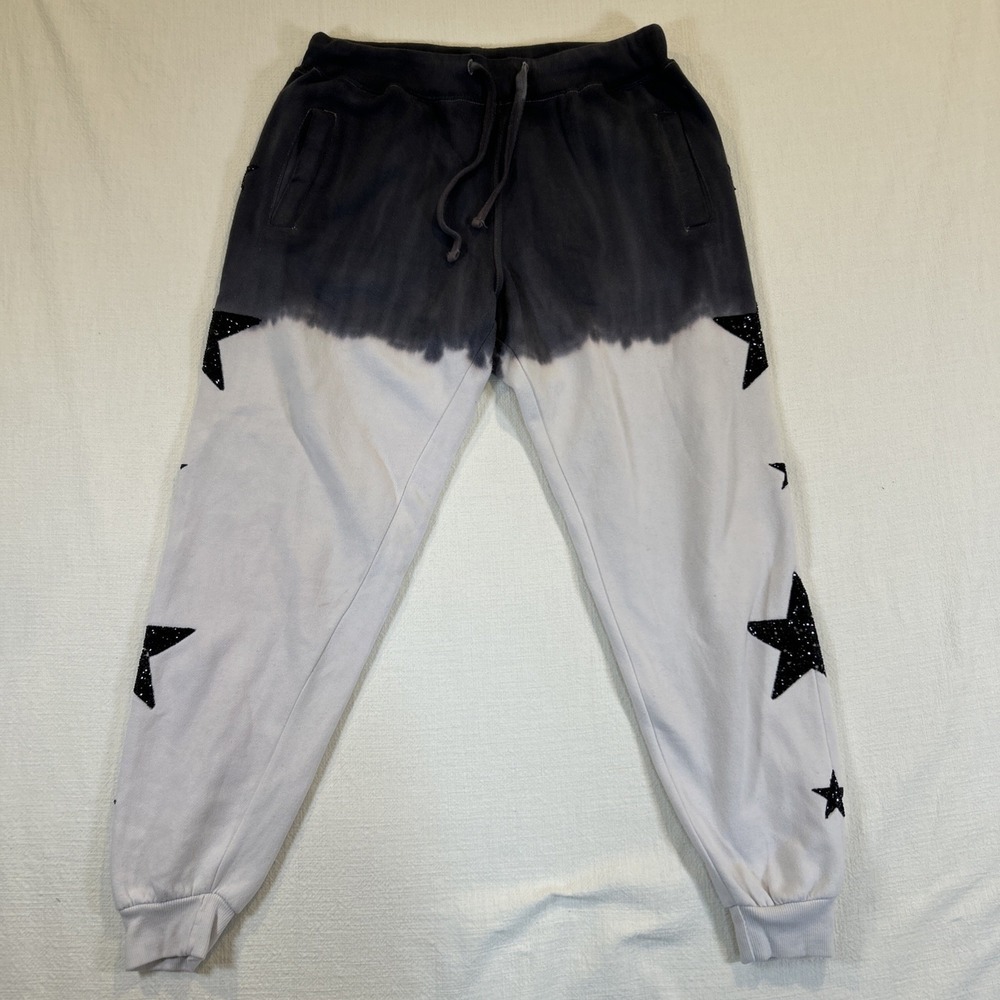 Carmar Women Sweatpants Gray White with Black Sequin Stars Large